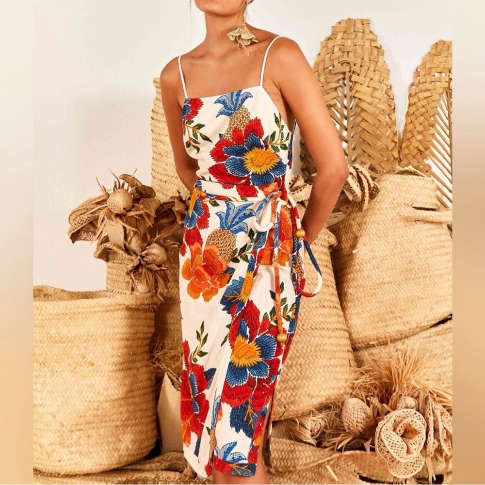 NWT Farm Rio Colorful Floral Midi Dress
